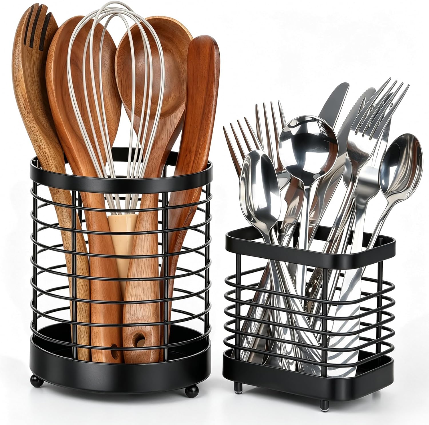 Utensil Holder for Kitchen Counter, Stainless Steel Utensil Crock