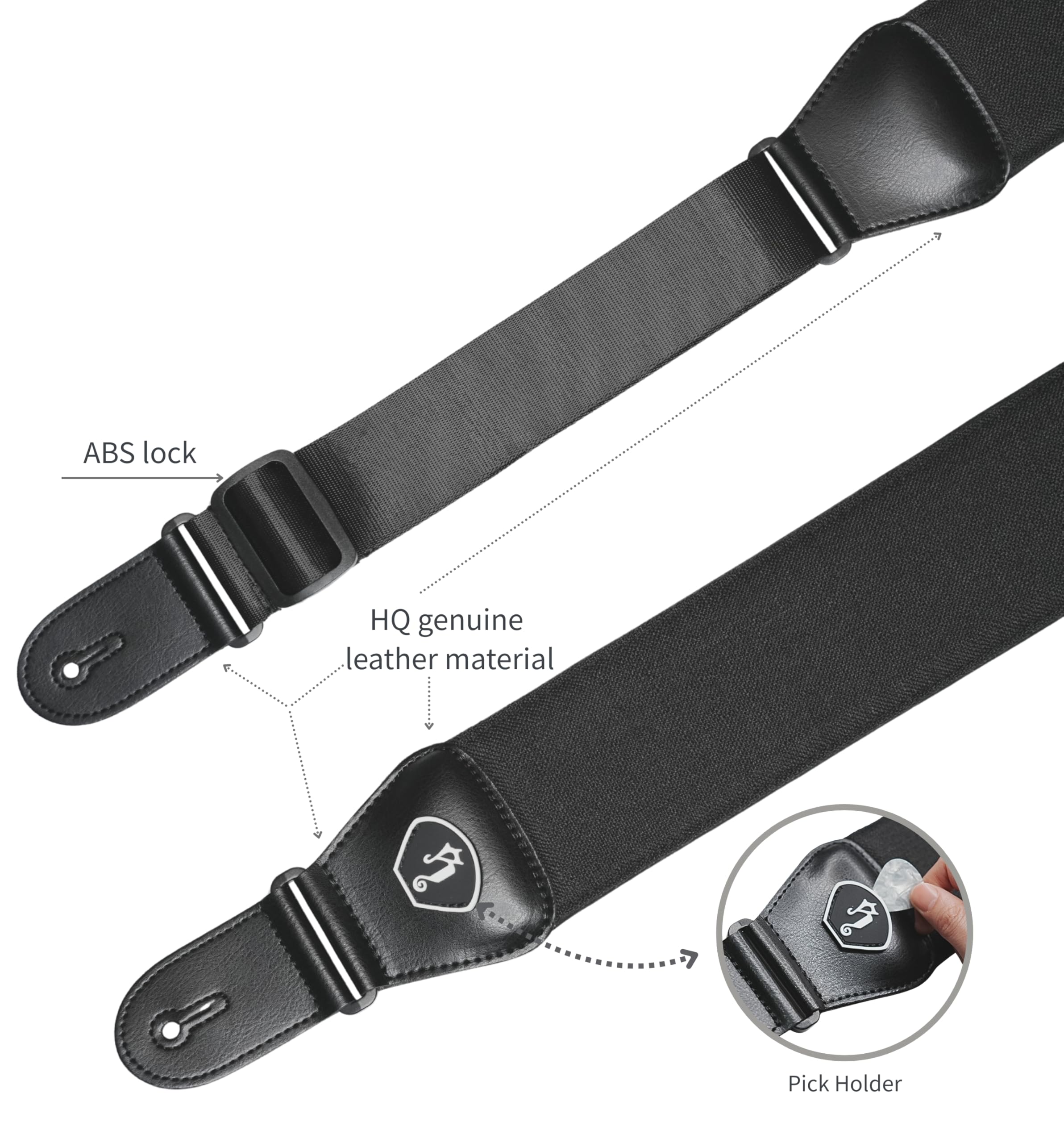 Rockyou Tracolla imbottita per chitarra, larghezza 8,1 cm, imbottitura in spugna 3D, in neoprene, con supporto per plettro, per alleviare la pressione