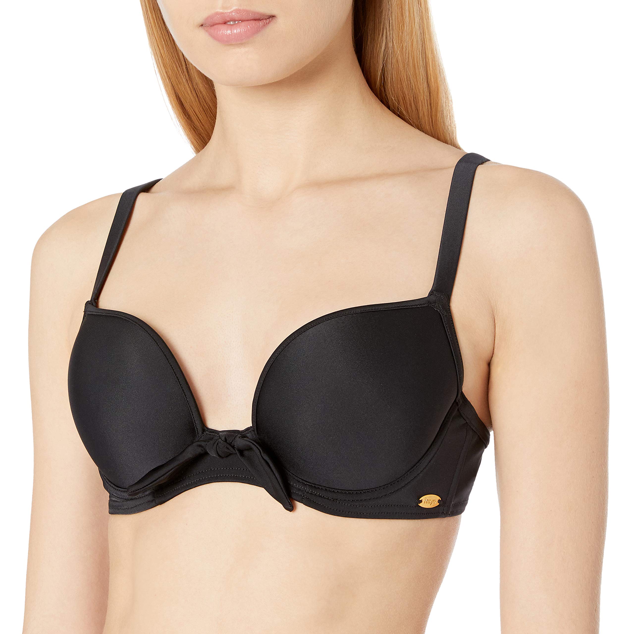 Freya Haut De Bikini Moulé Tendance – Bonnets Sans Couture – Bretelles Réglables – Motif Carreaux Monochrome Noir