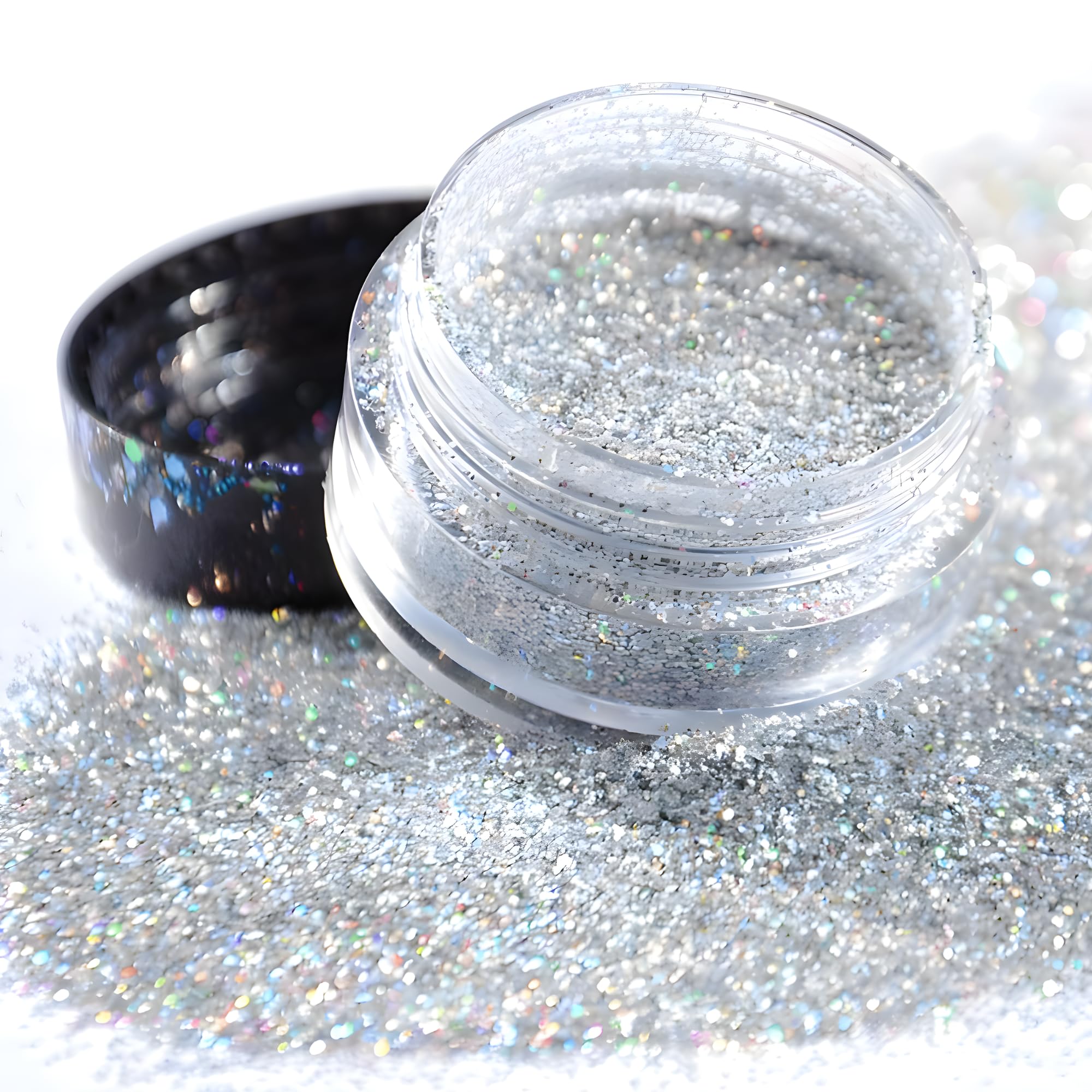 High Pigmentation Loose Glitter Powder | for Cosmetic, Nail Art, Resin, Crafts & Decoration | Easy to Blend | Non - Transfer & Long Lasting | Silver - 10gram-image-19
