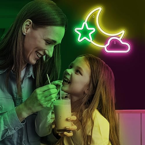 Miniatura 3 de Lumoonosity Letrero de neón de luna y estrella, nube, luz LED para niños, adolescentes, dormitorio de bebé, decoración de pared de sala de juegos,