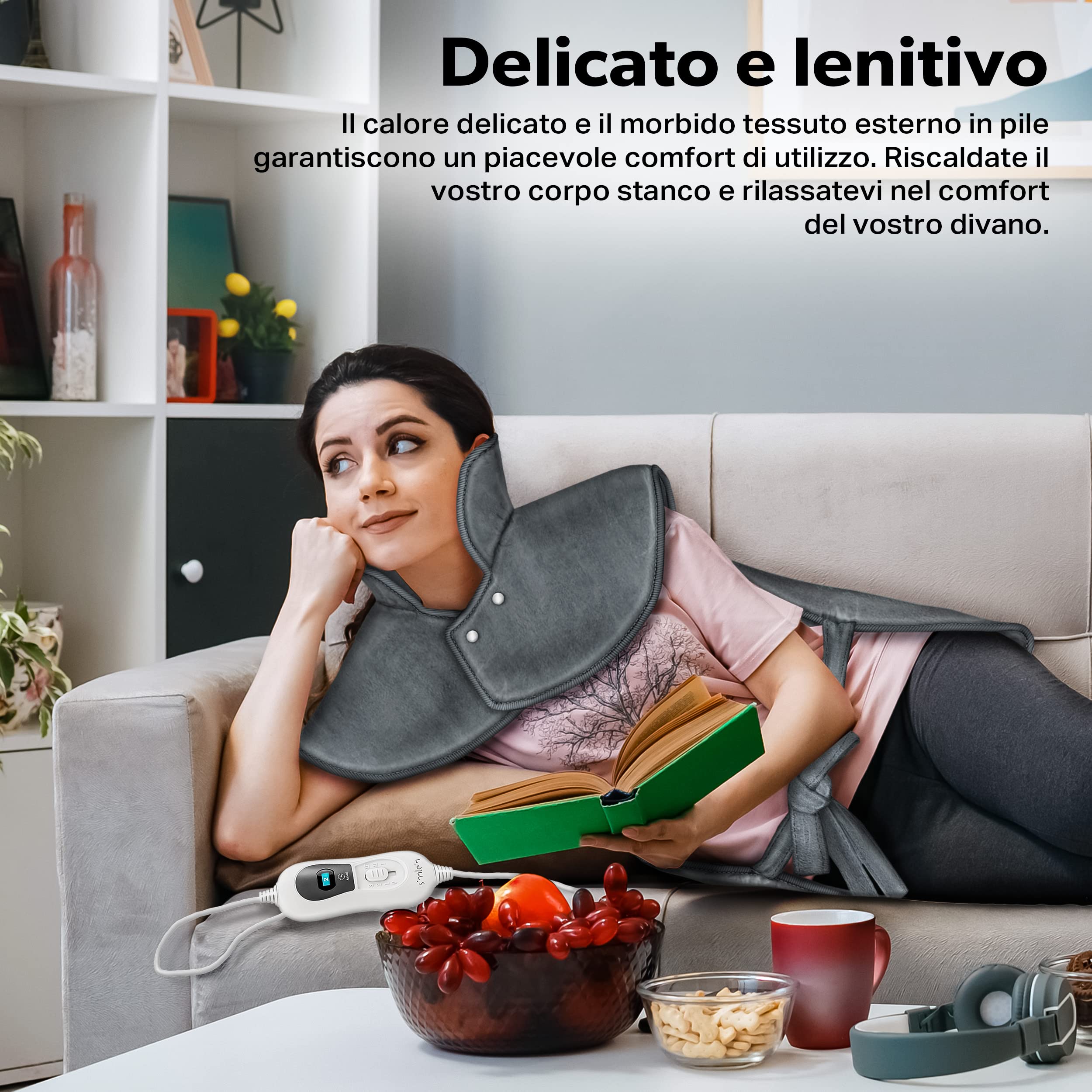 sinnlein Termoforo Elettrico, 60x85cm, Riscaldante per Spalle, Collo e Schiena | Coperta Termica Cervicale | 3 Livelli di Calore | Spegnimento Automatico