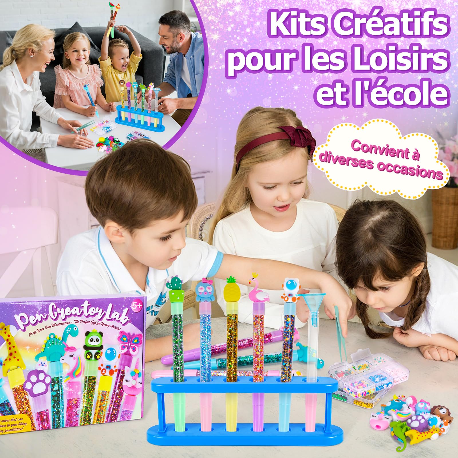 Kazzley Fabrique a Stylo avec 20 Stylos, Kit de Creation Stylo avec 68+ Accessoires, Kit Loisir Creatif Enfant, idée Cadeau Fille 4 6 8 Ans, Activité Manuelle Enfants 5 7 9 10 Ans Cadeau Anniversaire