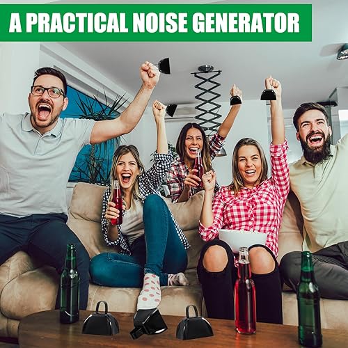 Miniatura 5 de Therwen Paquete de 12 campanas de metal para hacer ruido de vaca, con asa, de 3 pulgadas, campanas de percusión de mano a granel para eventos