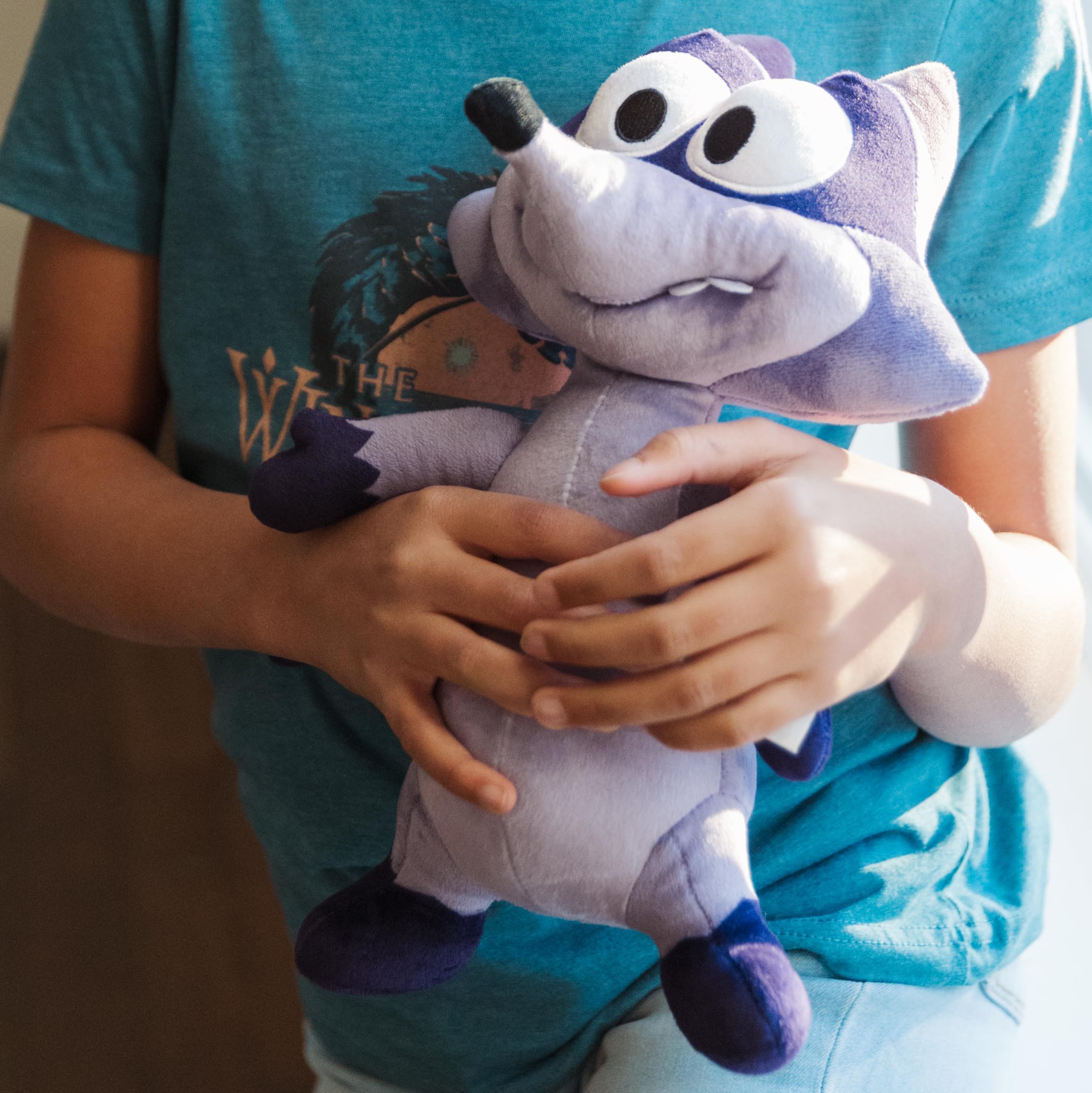 ANGEL STUDIOS | Tuttle Twins Derek Plushie | Soft Stuffed Plush Toy | Bright Purple Raccoon | 13" Stuffed Character - Image 5