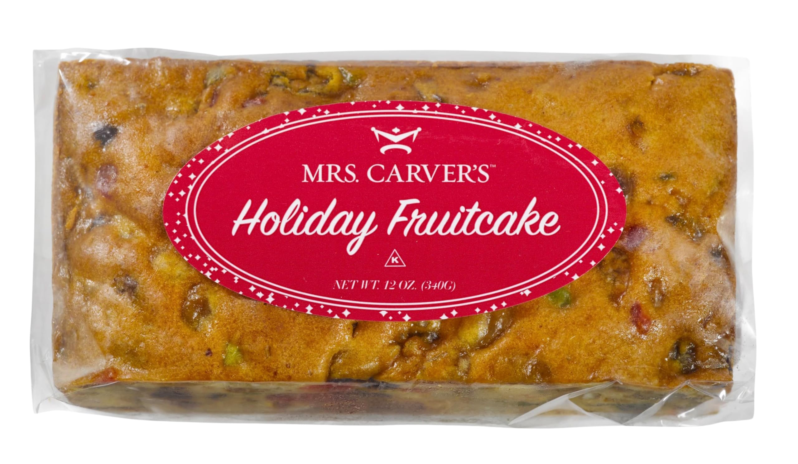 Mrs. Carver's Kosher Old World Fruitcake Raisins Citron Green Cherries Pineapple Heavy Dense Cake in Light and Dark (12oz, Light)