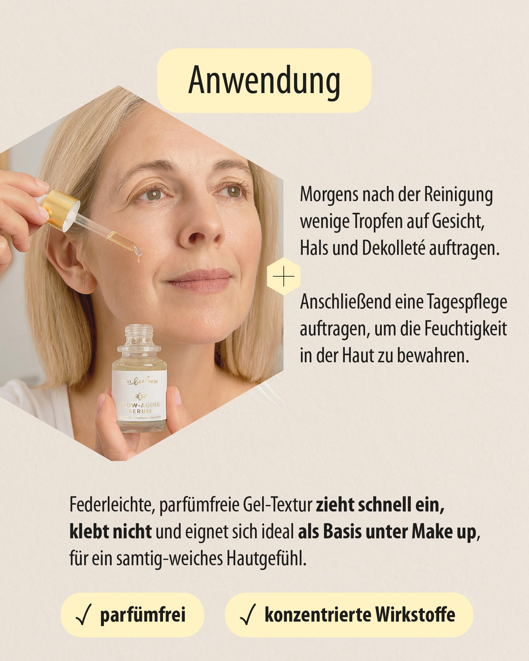 little bee fresh Bienengift Serum Spar-Set (3x) Anti-Aging mit echtem Bienengift, Hyaluron & Aloe Vera | bei Falten & reifer Haut | hochdosiertes Slow-Aging Bienengift Serum | 100% Imkerqualität
