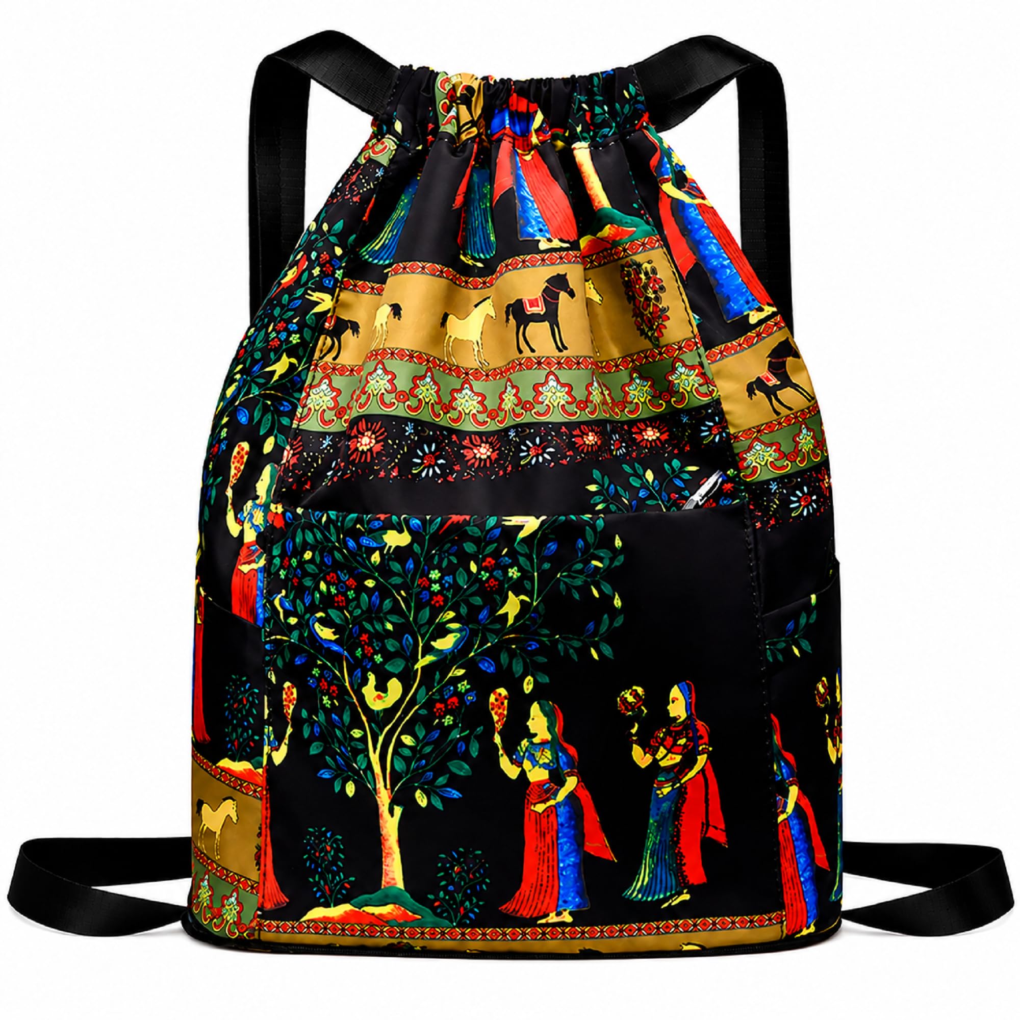 bellox enterprise Drawstring Backpack for Women & Girls, Traditional Rajasthani Print-picture-27