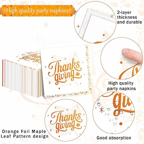 Miniatura 5 de Juego de vajilla desechable de Acción de Gracias, 202 piezas, decoración de fiesta naranja, sirve 24 platos de papel, servilletas, vasos, globos de