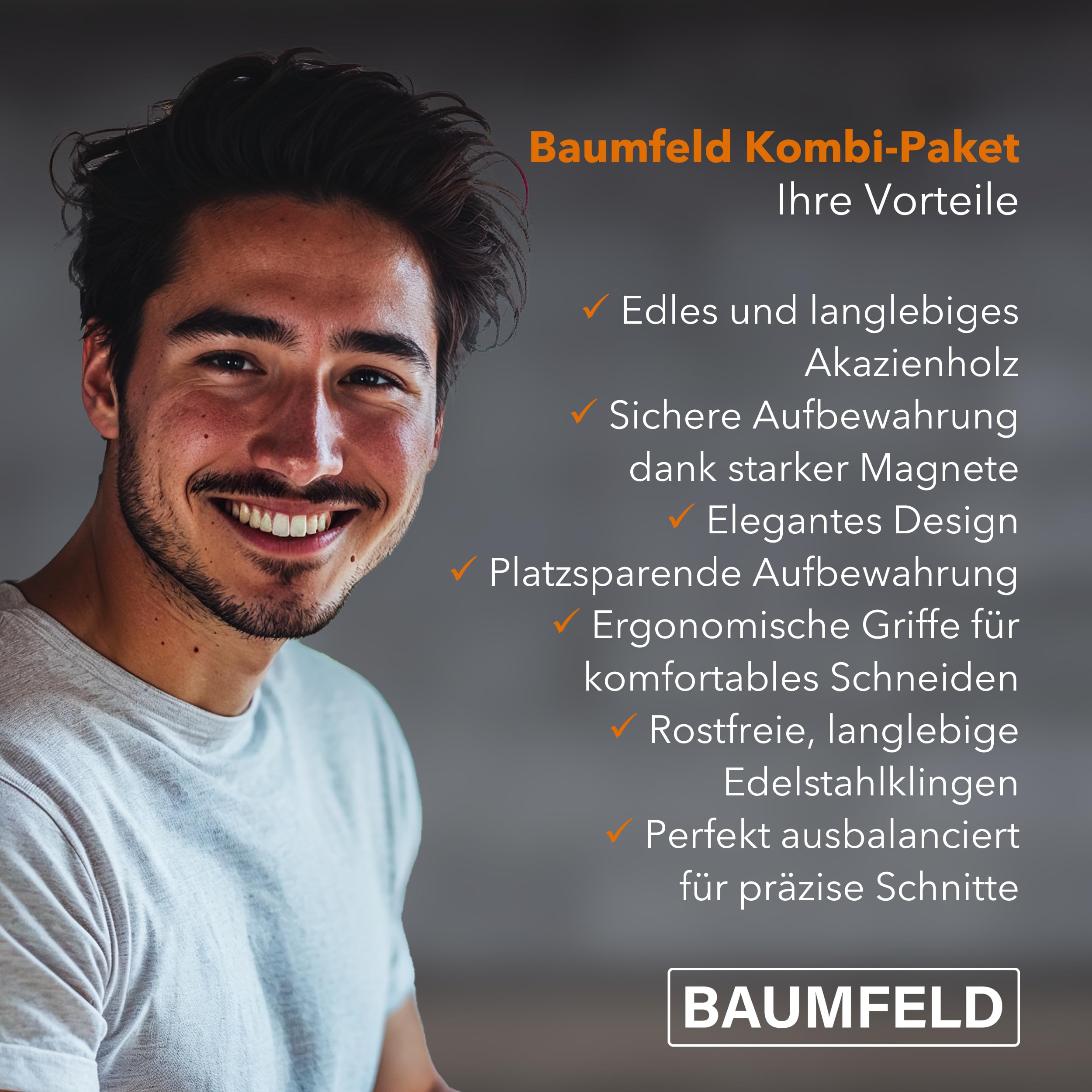 Bundle: 6-teiliges Messerblock-Set und 2-teiliges Tranchierbesteck (Silber)