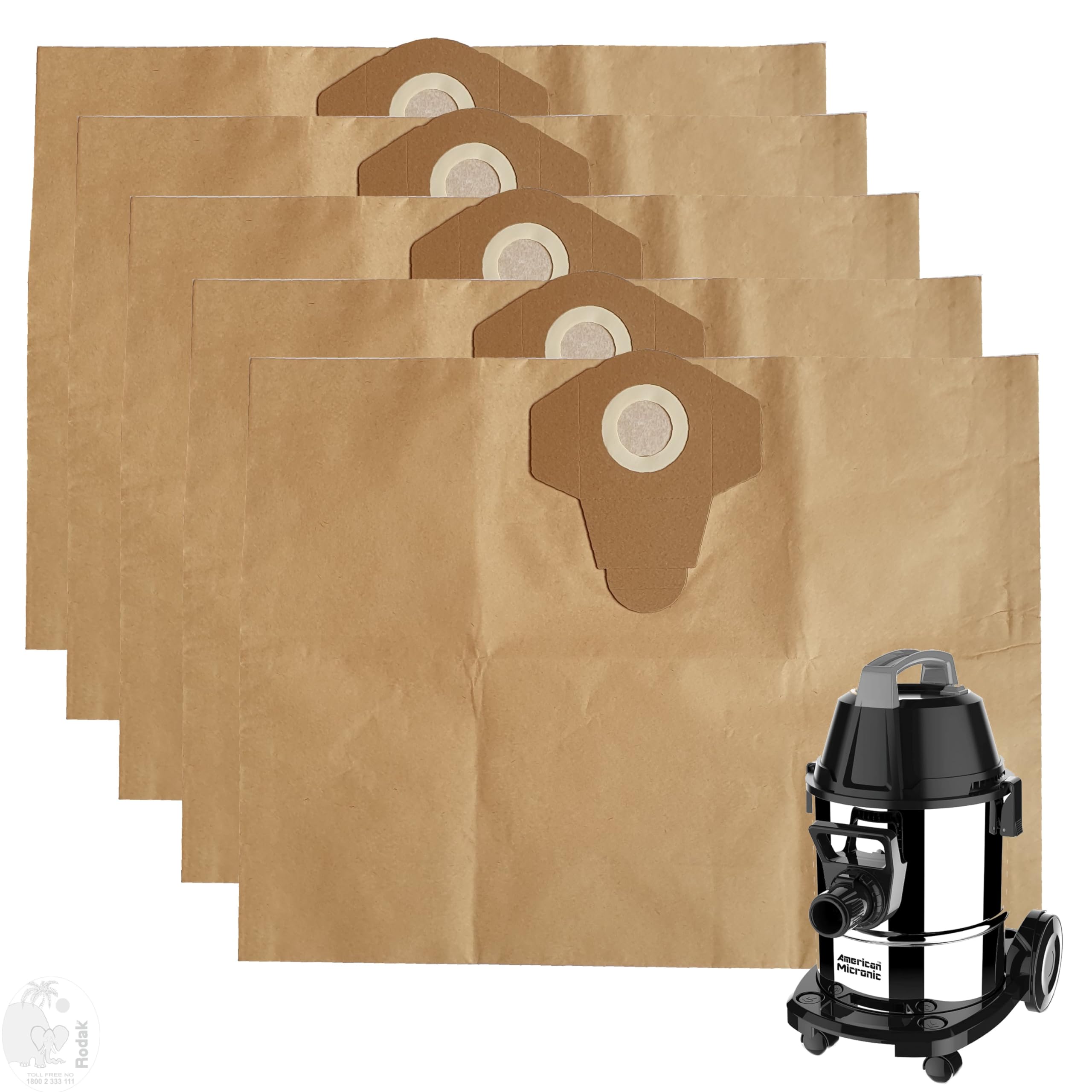 RODAK Paper Dust Bags Set of 5 - Compatible with American Micronic 21 L-image-46