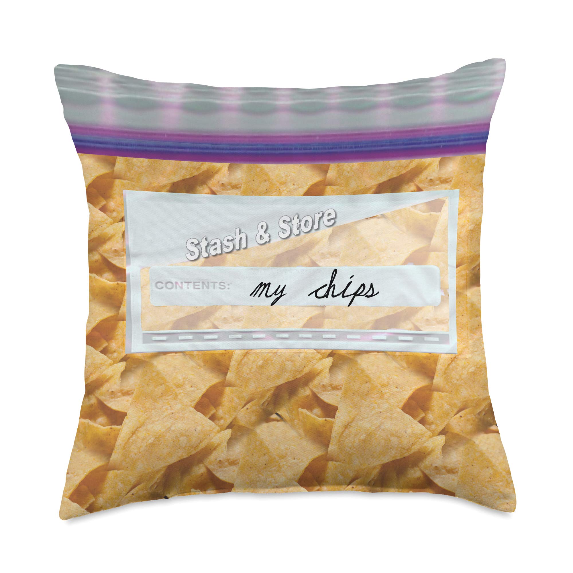 Kjs Creations Tortilla Chips Snack Bag Design Home or Bedroom Decor Throw Pillow, 18x18, Multicolor