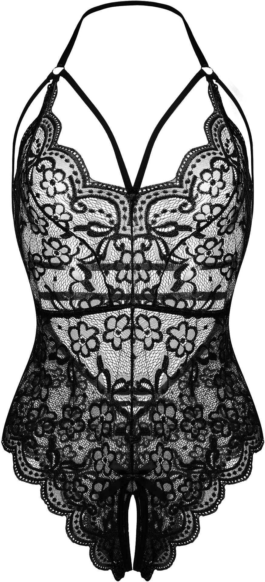 LOLLO VITAWomen Lingerie Lace Bodysuit Floral Babydoll One Piece Sleepwear