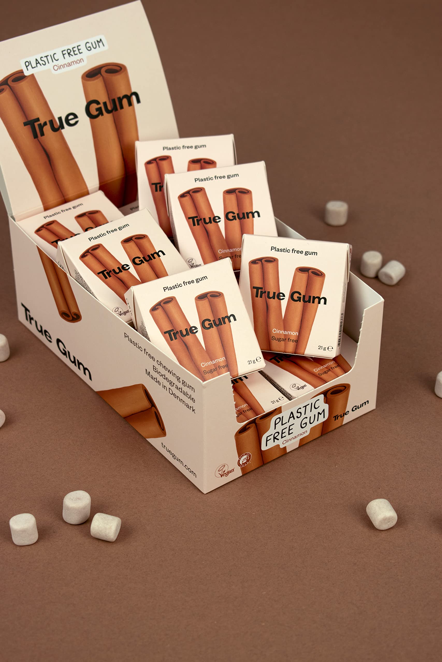 True Gum 24er Display: ZIMT | Plastikfreier Kaugummi | Biologisch Abbaubar | Vegan | 24 x 21 g, 504 g