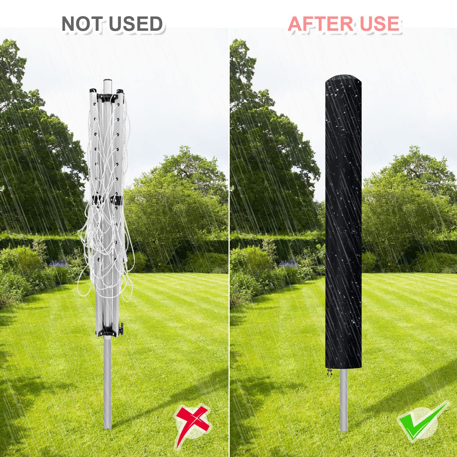 EINFEBEN Housse De Protection Pour Sèche-linge Rotatif 210D 168x28cm