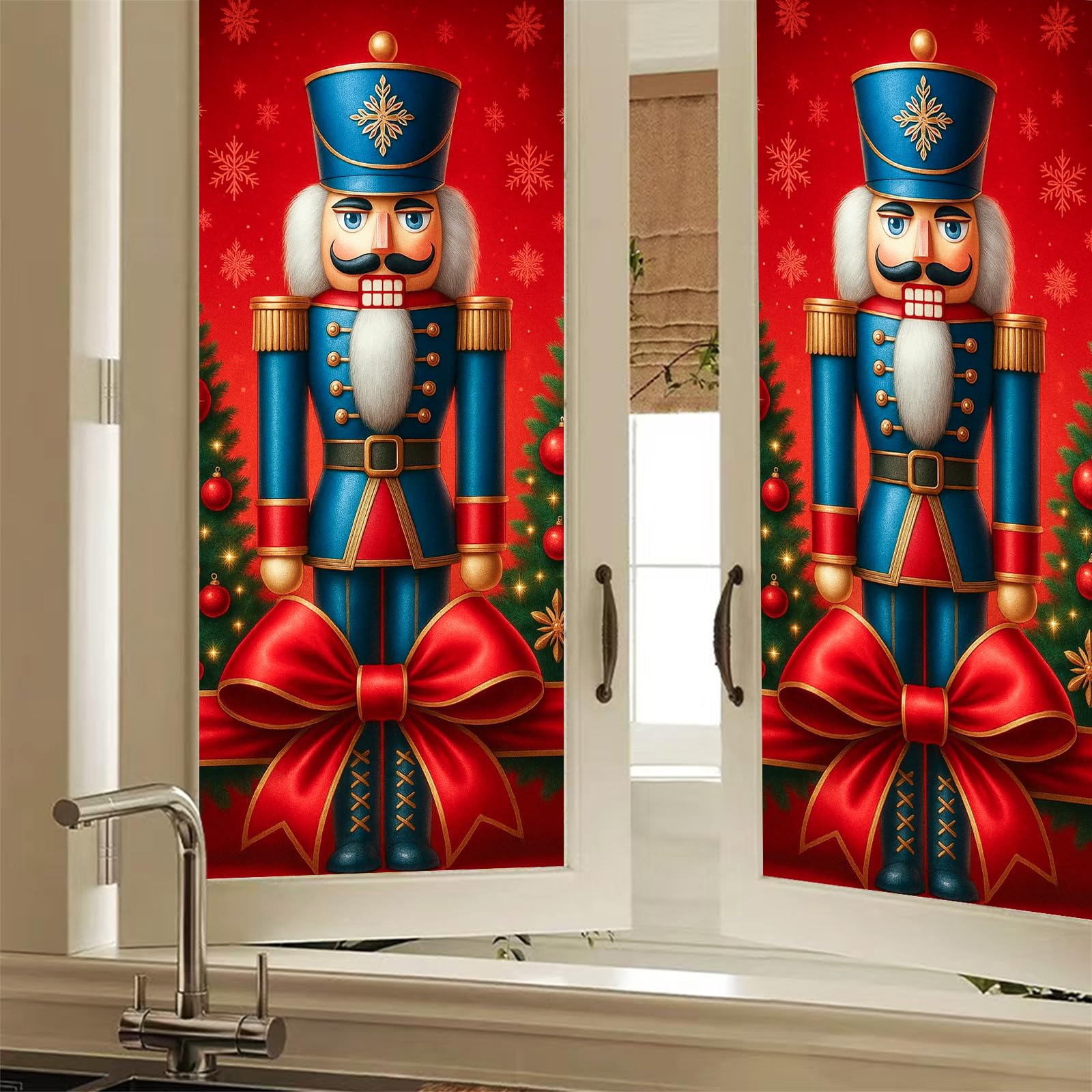 Hometitute Colorful#1 Christmas Privacy Stained Glass Window Film Decorative Window Film Nutcracker Holiday Winter Windows Film Windows Sticker For Home Winter Decor 17.7 X 39.3 Inch