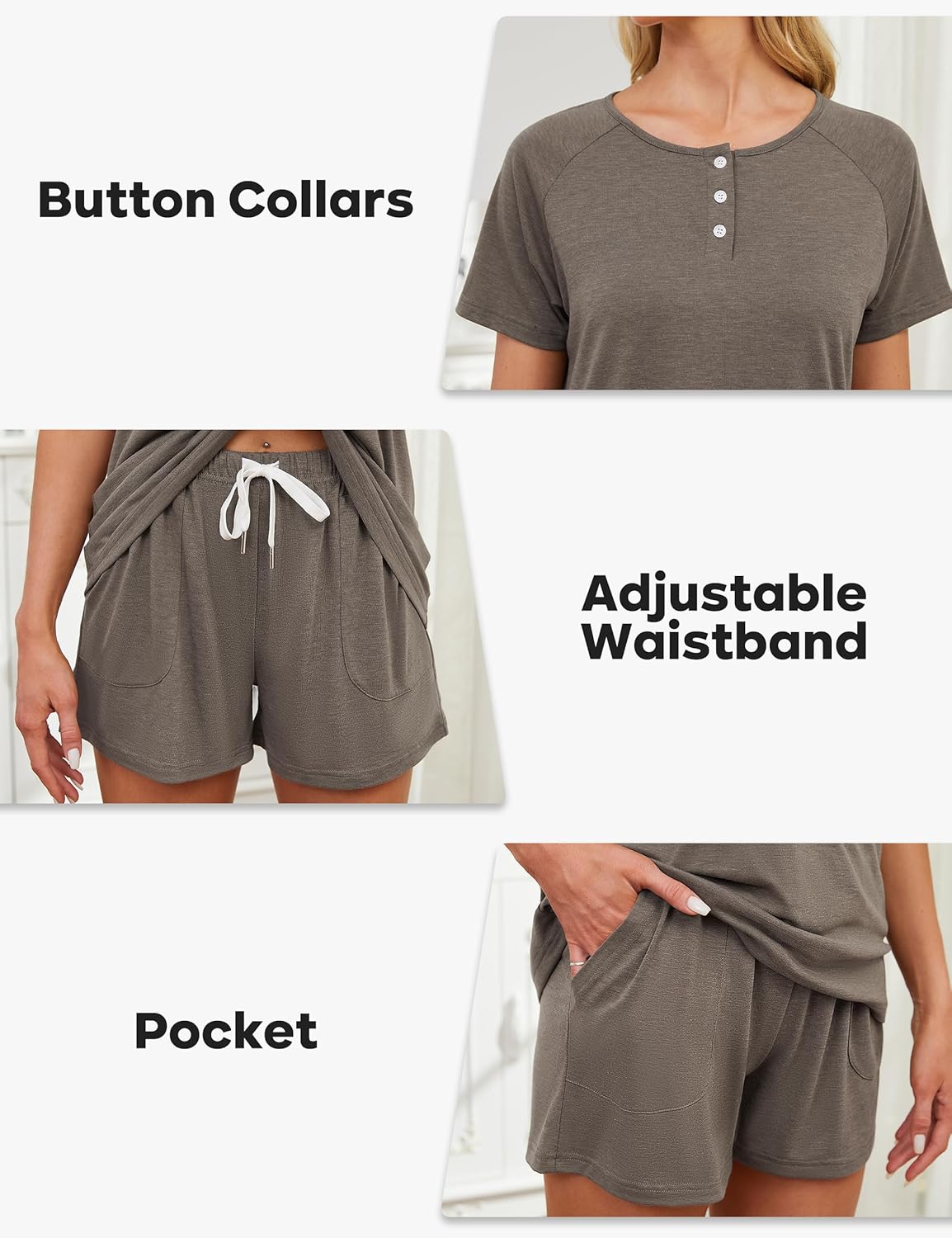 Conjunto feminino de verão com botões e shorts com bolsos, Caqui, G em promoção! Veja a oferta e mais achadinhos de Moda íntima 4 Hoje é o melhor dia para comprar Conjunto feminino de verão com botões e shorts com bolsos, Caqui, G com aquele preço maroto! Promoção! Aproveite a oferta! 4