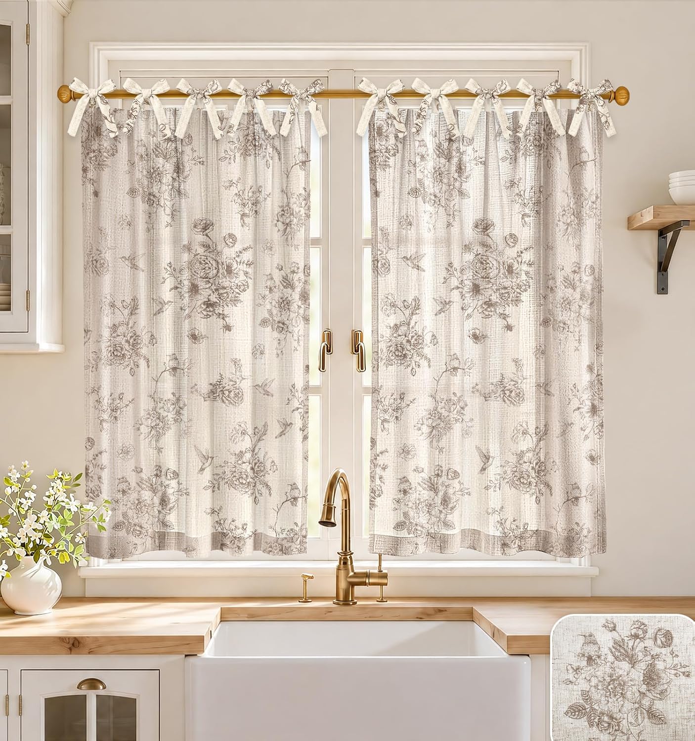 Window Covering Bird Protection Amazon.com: MuseHaus Kitchen Tier Curtains, 45 Inch Length, Tie Top ...