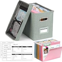 DOSTATNI School Years Organizer Kit K-12 School Years Memory Keeper with 15 Hanging File Folders Plastic 4 different Labels Memory Keepsake Box for kids Storage Pictures File Keeper (Letter Size)