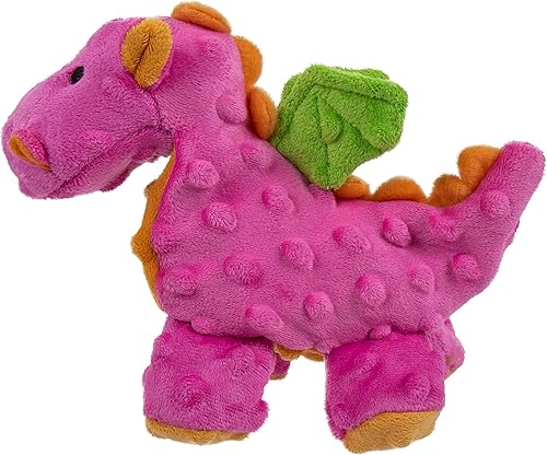 Vista 63 de goDog - Dragón de juguete, grande, resistente, con tecnología Chew Guard, de felpa, color rosa Rosado