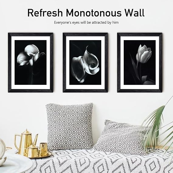 LIYAOLI Framed Wall Art for Living Room,12 x 16 Inch Black and White Pictures for Bedroom Walls Set of 3 Framed Canvas Wall Art for Bathroom Home Office Decor