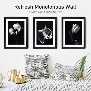LIYAOLI Framed Wall Art for Living Room,12 x 16 Inch Black and White Pictures for Bedroom Walls Set of 3 Framed Canvas Wall Art for Bathroom Home Office Decor