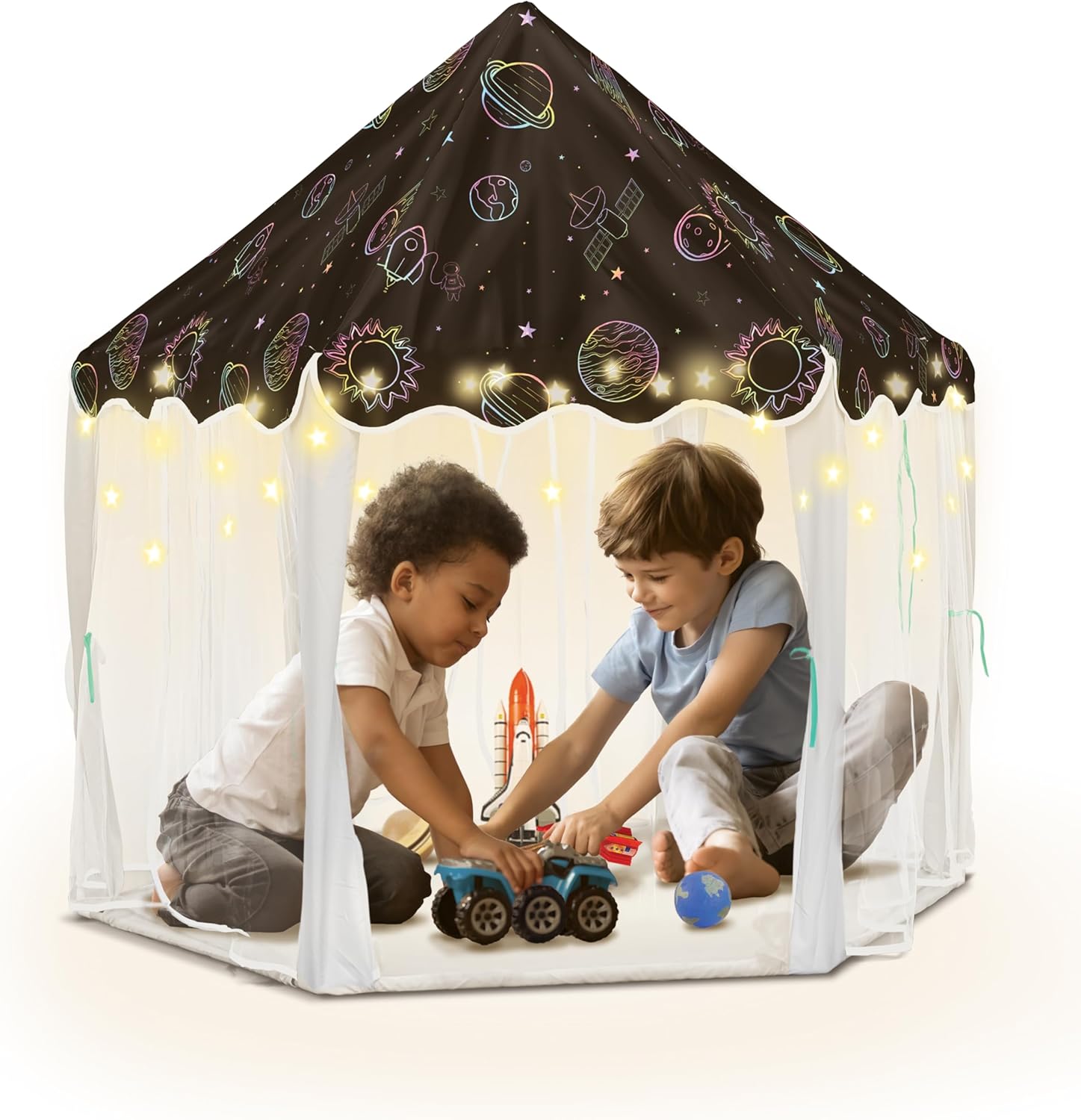 Heyu! Galaxy Adventure Tent Playhouse Play Tent with Star Lights and Carrying Case, Indoor and Outdoor Toys, Kids Galaxy Fort Castle for Children Gifts