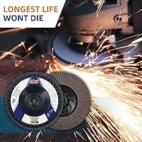 Vista 5 de Sali Paquete de 10 discos de aleta de grano 40 de 4.5 pulgadas x 5/8-11, disco de lijado tipo bisel #27, amoladora angular de grado premium e