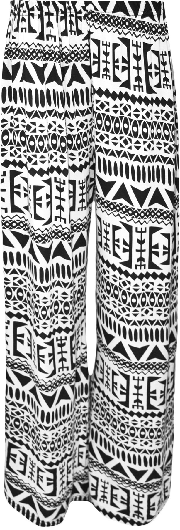 WearAll Plus Size Womens Print Ladies Wide Leg Palazzo Trousers Pants - Aztec - 24-26