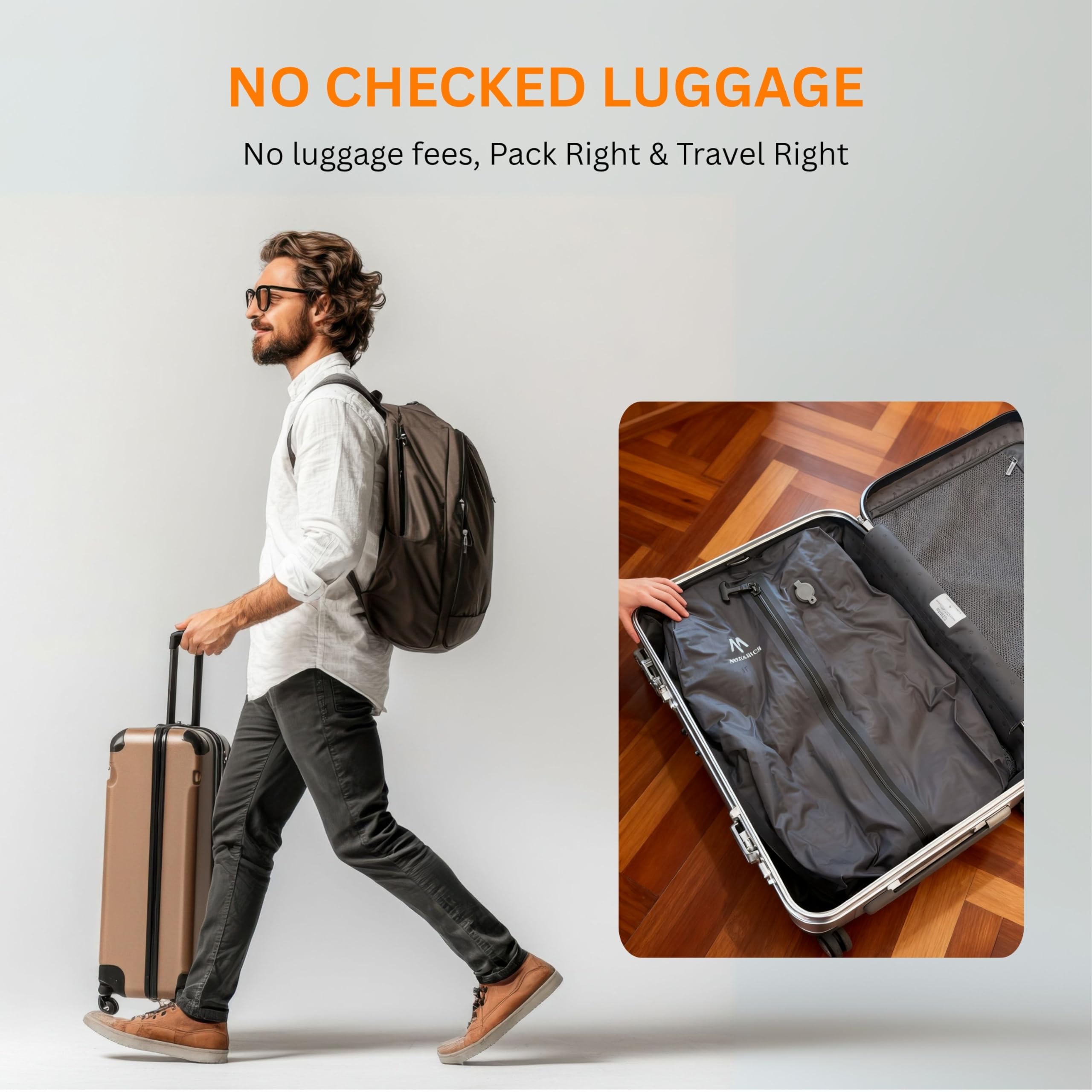 Bolsas de vacío para viajes, bolsas de sellado al vacío reutilizables IP67 para ropa con bomba eléctrica, cubo de embalaje sellado al vacío para maletas, mochila y viajes (1 unidad + bomba)