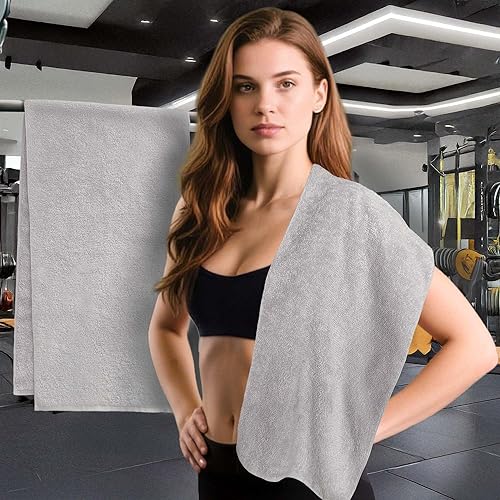 Miniatura 8 de Toallas de entrenamiento para gimnasio (2 piezas, 14 x 31 pulgadas), 100% algodón, transpirable, suave y absorbente, toalla deportiva para yoga,