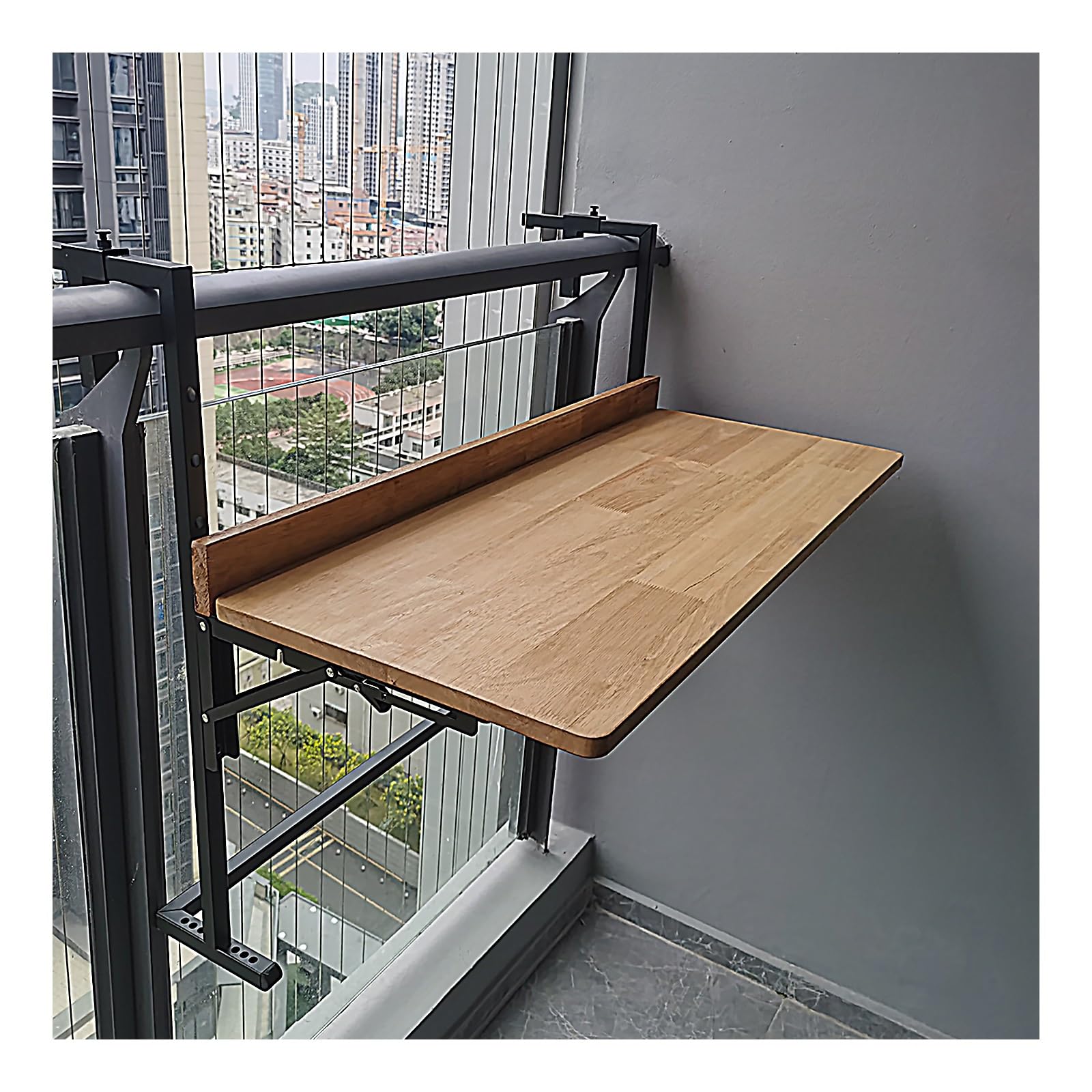 Table de Balcon Suspendue Pliable,Barre de Balcon Pliable pour Jardin,5 Niveaux réglables,Table de Jardin extérieure,Économisez de l'espace, Extension du Compte(L60*w38cm/L23.6*W15IN)