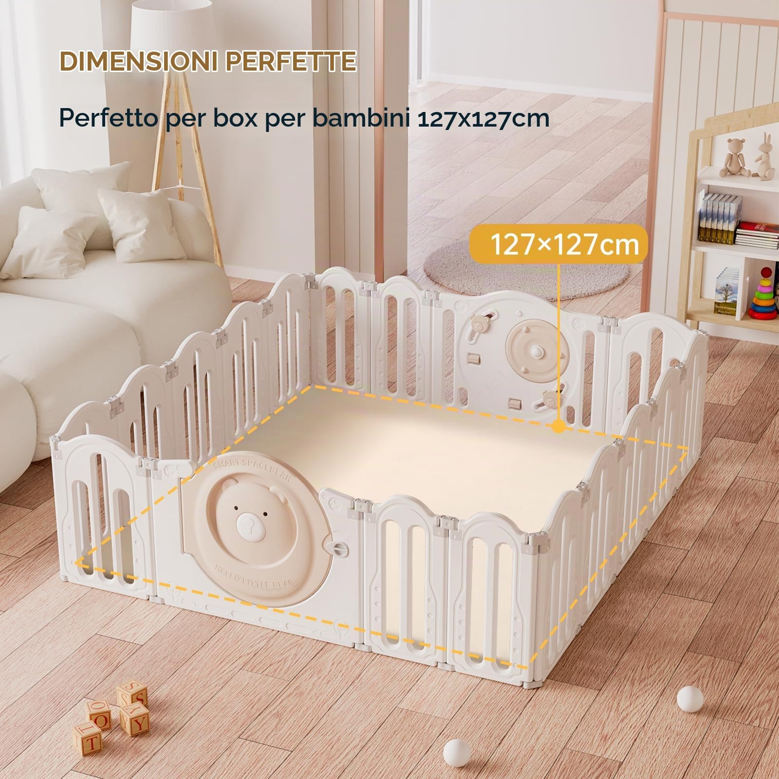 Pelle Tappeto Gioco Bambini: 125x125x3cm Extra Spesso Tappeto Gioco Neonato - Morbido e Impermeabile Tummy Time Neonati