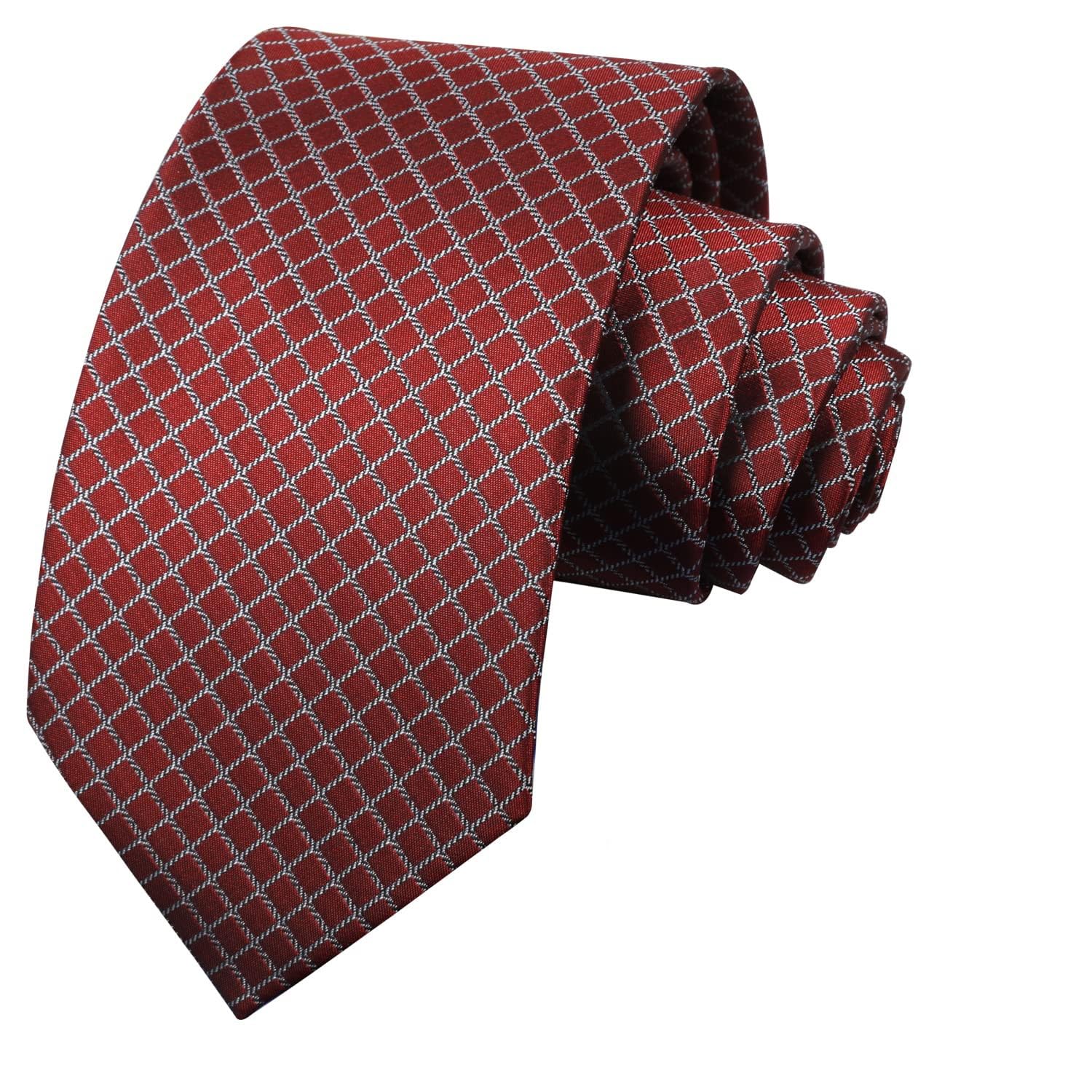 Gravata masculina clássica de 8 cm de largura com padrão quadrado, 122-marrom, tamanho �nico