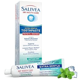 SALIVEA Dry Mouth Toothpaste (1 Pack) — 4.3 oz, Anticavity Fluoride, Natural Salivary Enzymes, Xylitol & Calcium, SLS-Free, Moisturizing Dry Mouth Care, Soothing Mint