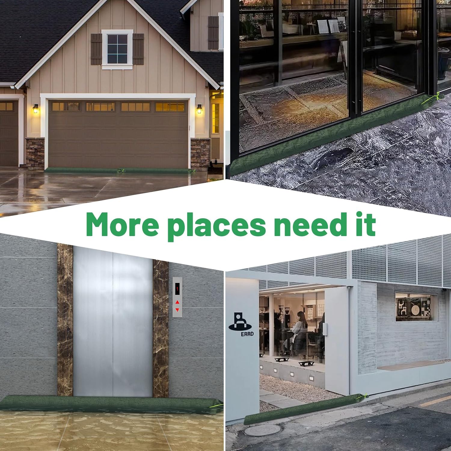 8PCS 6in×6Ft Thickened Canvas Sand Bags for Flooding - Large Capacity, Reusable Sandbag Tubes with Drawstring, Green Flood Prevention Barriers Fits Home, Garage & Fence, Ideal Flood Supplies