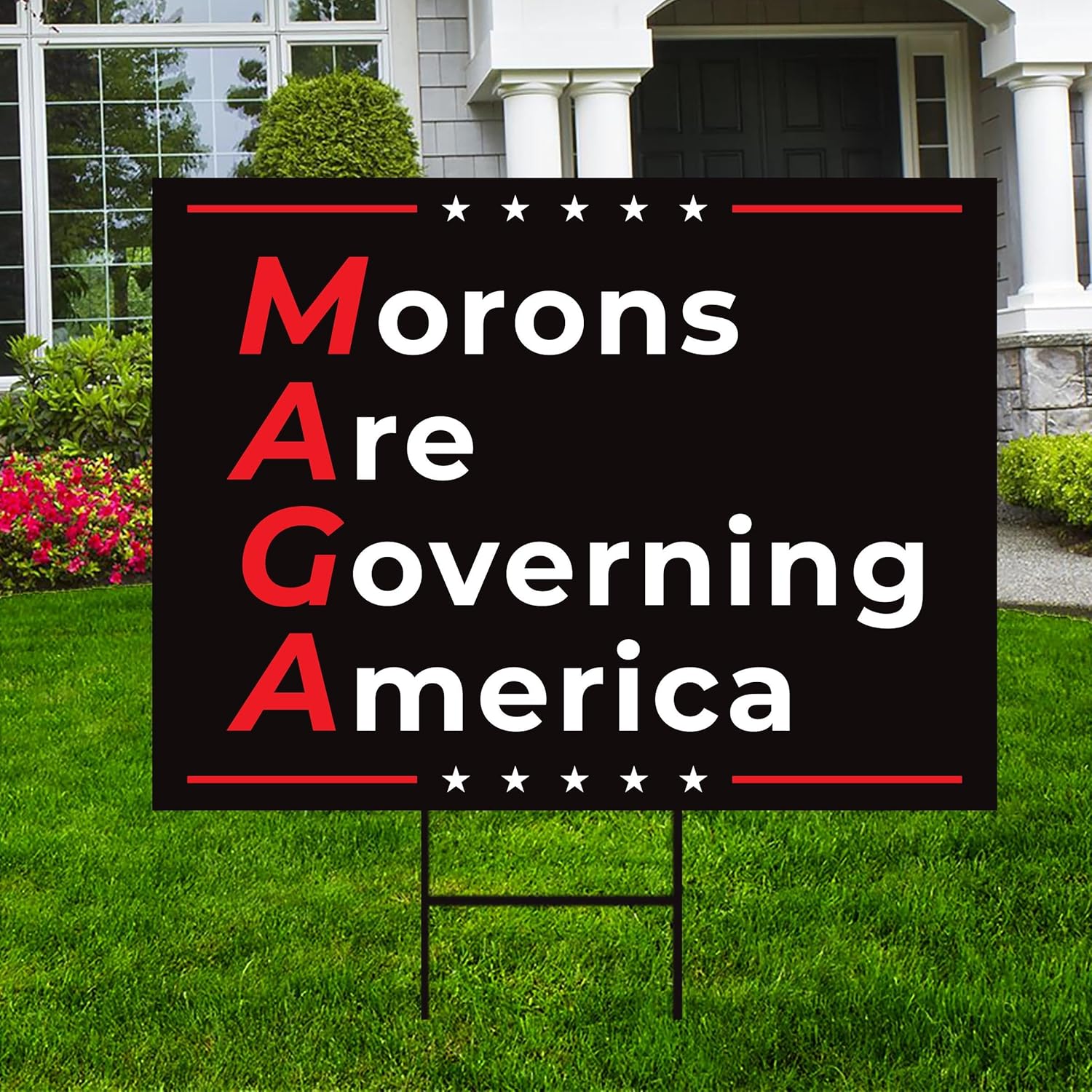 Anti-MAGA Yard Sign - Resist Hate Lawn Sign, Anti-Trump Sign, Resist Racism, Resist Fascism Yard Sign with Metal H-Stake (Multicolor, 24" x 18", Double Sided)