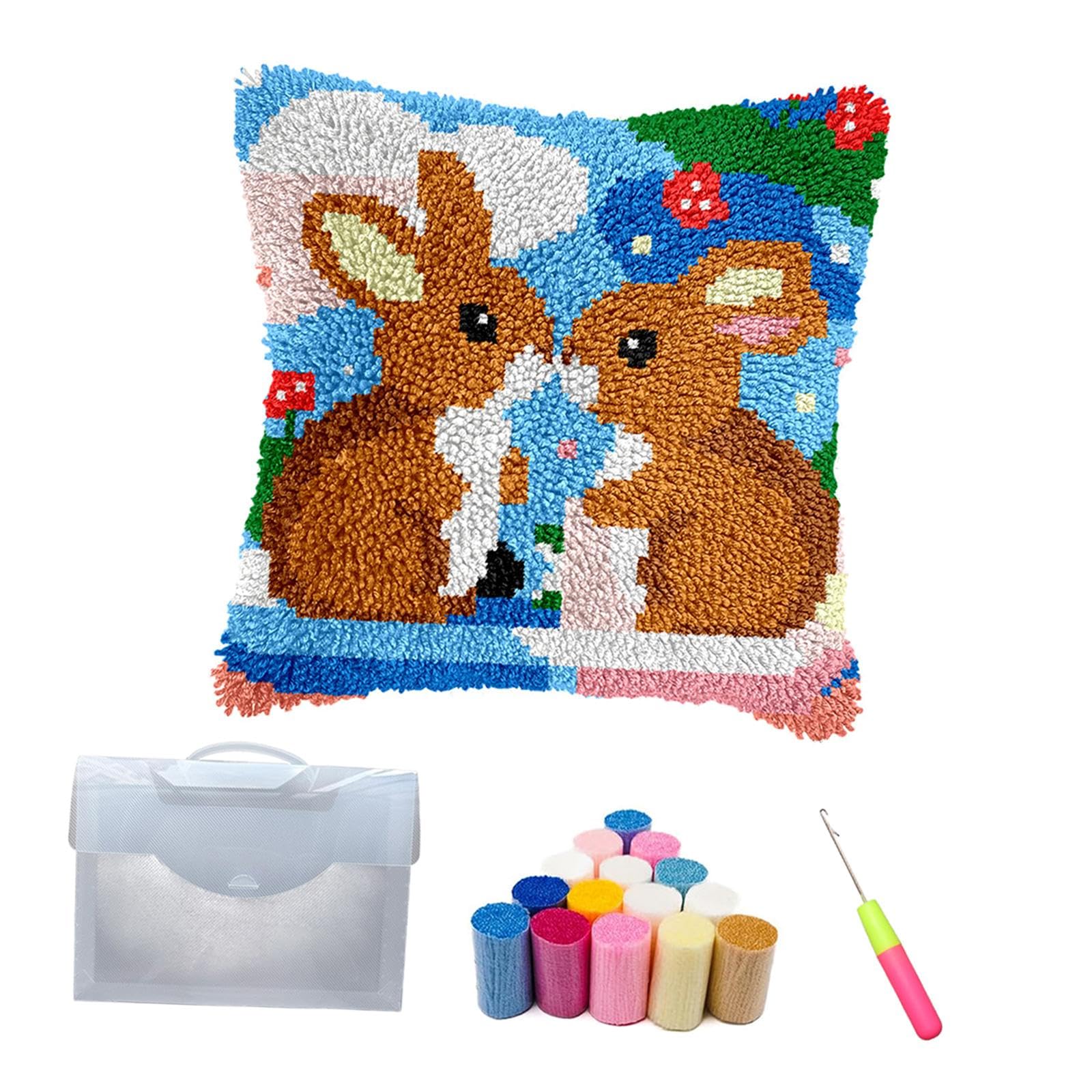 Latch Hook Pillow Cover Kits for Adults Kids Hobby Crafts Needlework Cushion Style A-picture-11