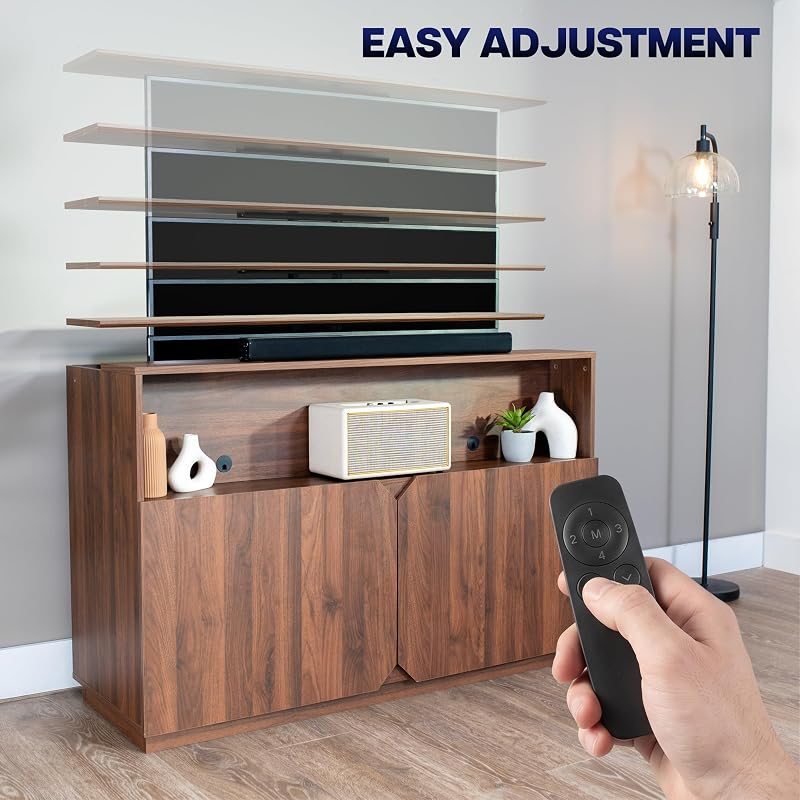 VIVO Walnut TV Cabinet with Hidden Motorized TV Stand, CASE-KIT-EUP3WN image 4
