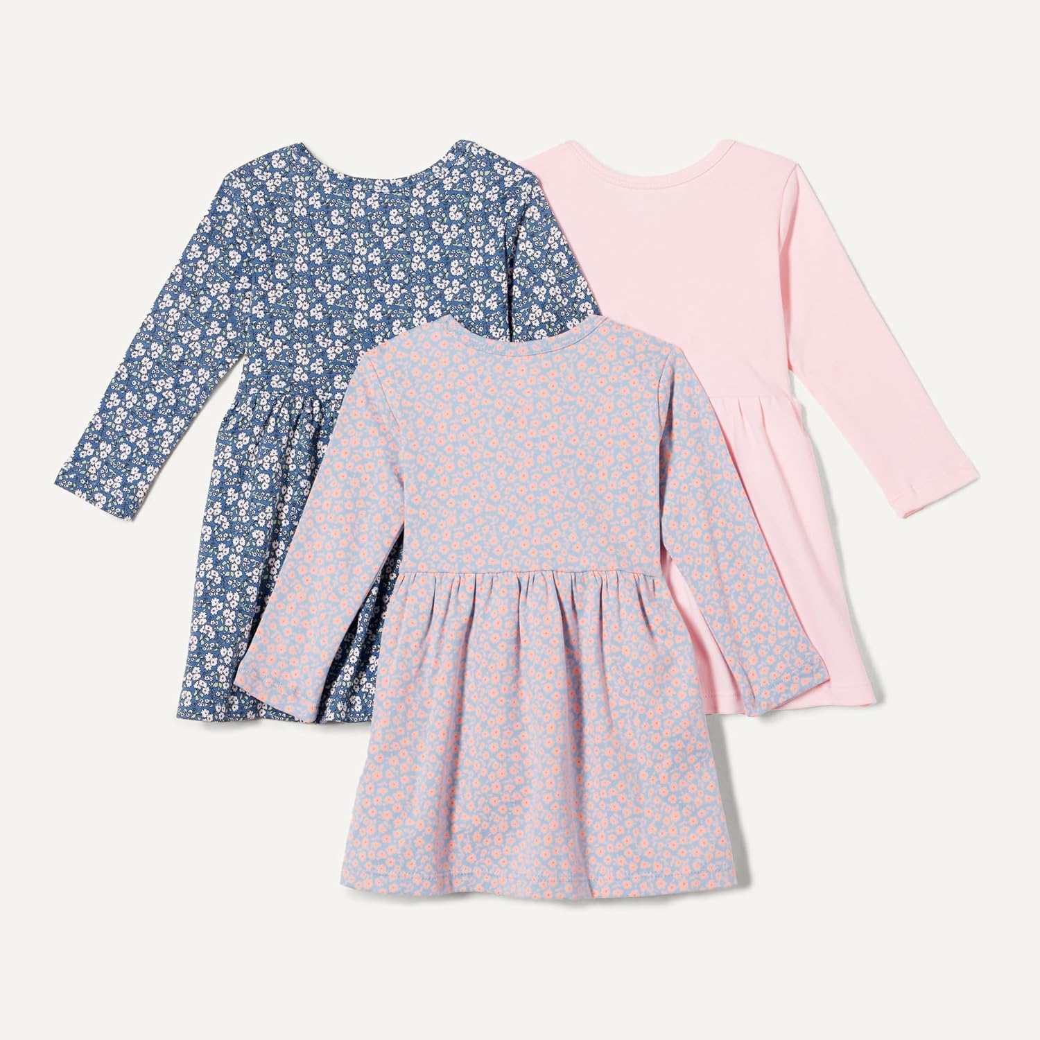 Amazon Essentials Baby-Girls Cotton Long-Sleeve Dress, Pack of 3