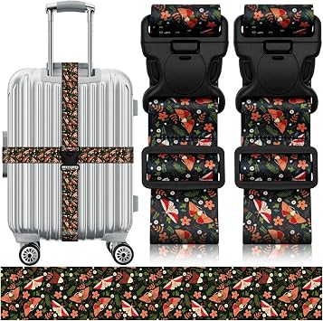 Travel Belt for Luggage Straps, Personality Pattern Luggage Straps for Suitcases with Quick Release Buckle, Adjustable Nylon Strap Cross Suitcase Belt, 1.96 in W x 6.5 ft L, 2 Pack - Black Butterfly
