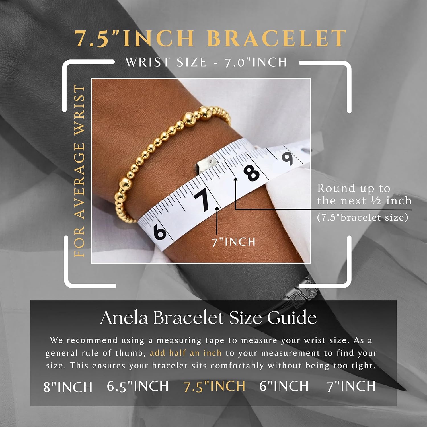 Anela 14k Gold Filled Beaded Bracelet for Women | 3mm & 5mm Gold Beaded Bracelet | Stackable Gold Stretch Bracelets, Non Tarnish Gold Mixed Bead Bracelet for Women Gifts, Handmade in USA
