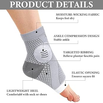 Cavigliere Ortopediche Calzini Compressione Caviglia - 3 Paia Grigi Ortopedici Per Sport E Neuropatia Calze Sportive - Foto 10