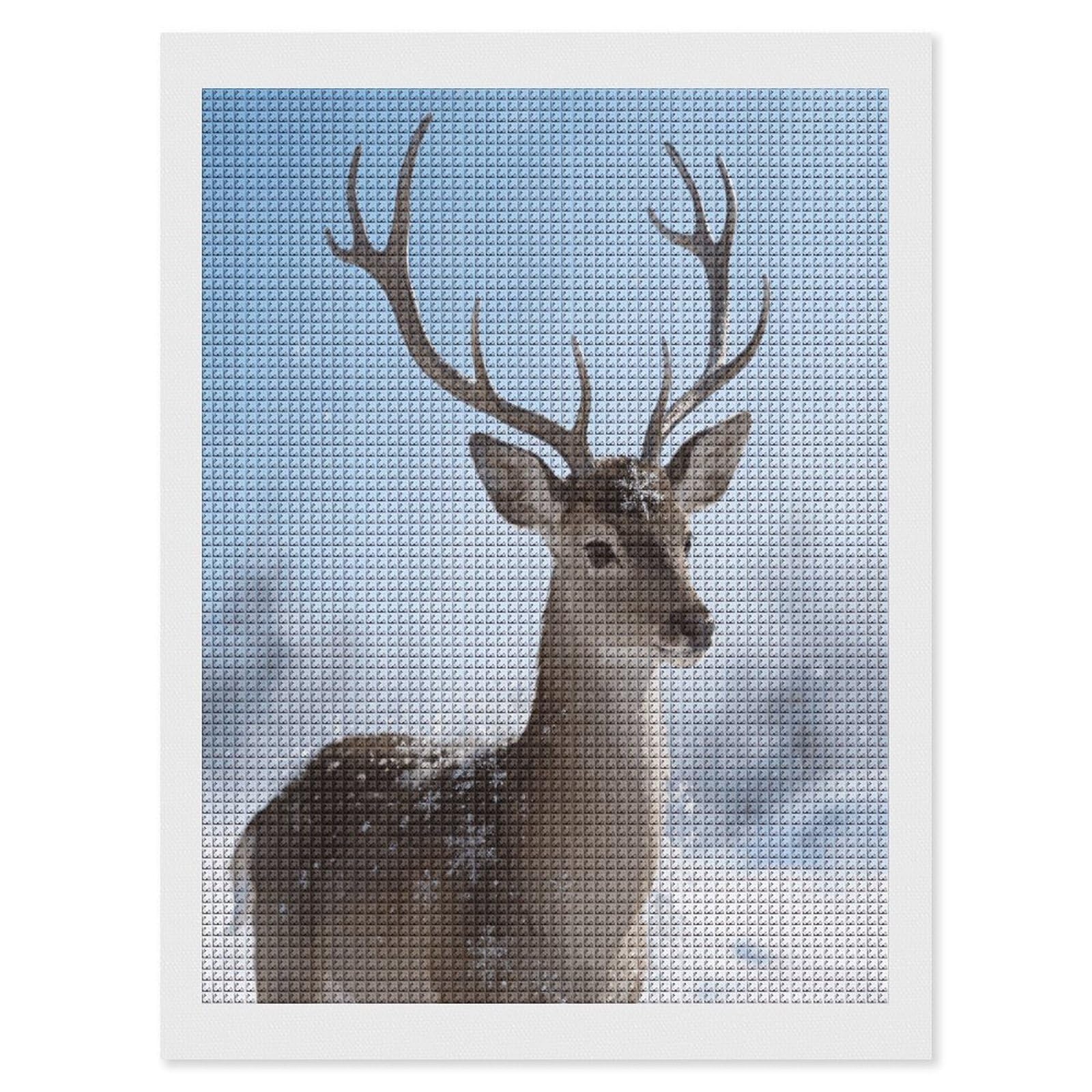 FodPand Winter Reindeer Snowflake Diamond Painting Kit for Beginner Fun 5D DIY Crafts for Adults Diamond Art Kits Square Diamond Art Canvas Painting Gem Art Crafts for Home Wall Decor 12"x16"