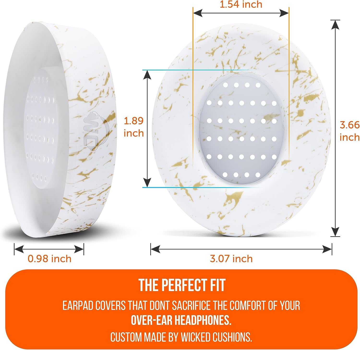 WC SweatZ and BandZ Protective Sweat Cover & Headband Cover Bundle for Beats Studio Headphones by Wicked Cushions | Gold Marble