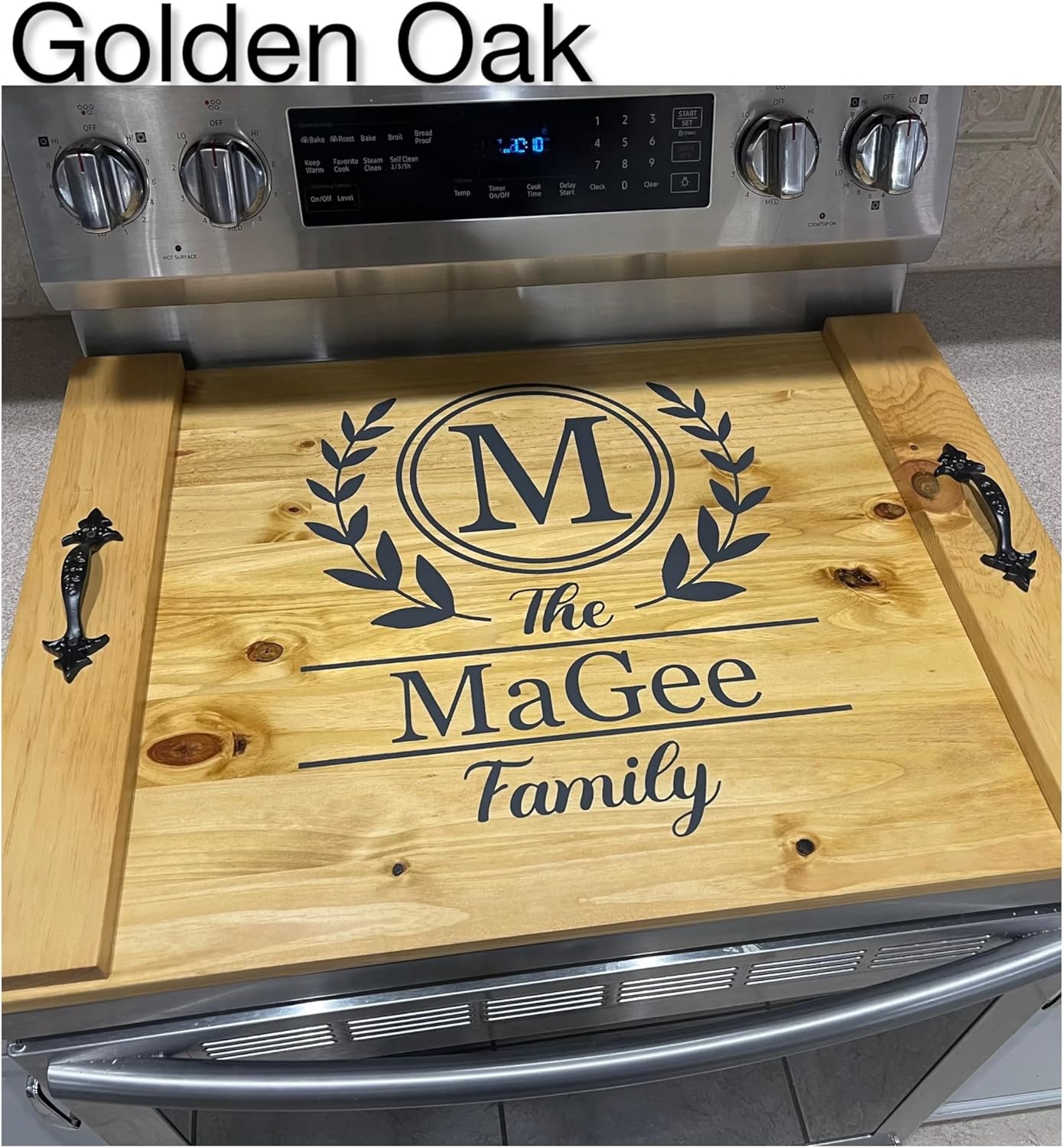 Personalized wooden stove cover for gas and electric stoves
