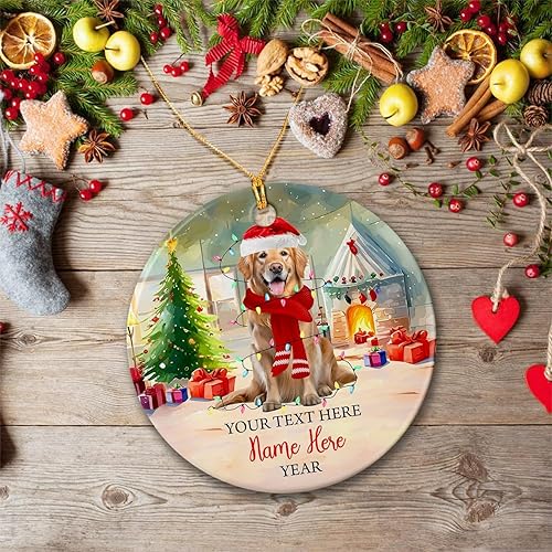 Vista 55 de Rottweiler - Adorno de cerámica personalizado para perro de Papá Noel, nombre y texto personalizados para mascotas, feliz para los amantes