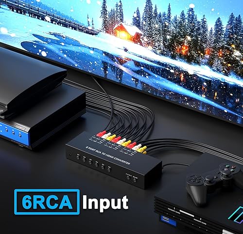 Miniatura 5 de Dingsun Convertidor AV a HDMI de 6 puertos, convertirá señales analógicas de entrada a una señal de salida digital, ajuste integrado 16 94 3,