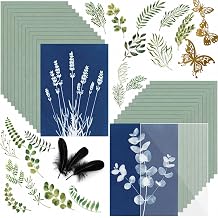Sun Print Paper Kit Cyanotype Paper,24 Sheets Cyanotype Papers with 1 Sheet Acrylic Panel, High-Sensitivity for DIY Arts and Crafts Projects
