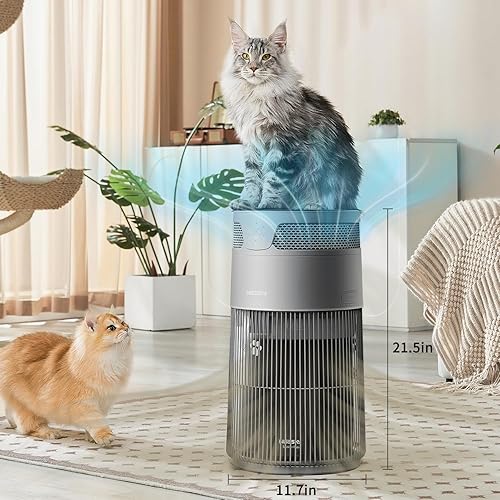 Miniatura 2 de WiseSky Purificador de aire para mascotas para propietarios de gatos, purificador de aire de alta eficiencia para pelo de gato, caspa de humo, olor